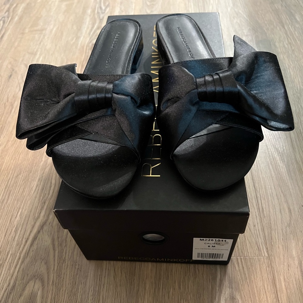 Rebecca Minkoff Brand New Calista Leather Slides in black